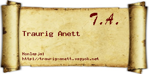 Traurig Anett névjegykártya